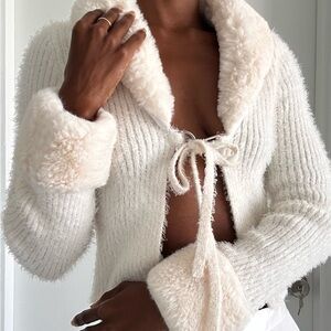 Cozy White Fuzzy Cardigan